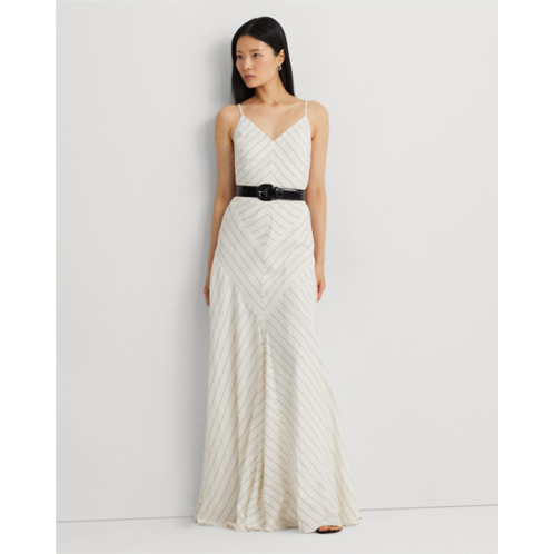 Polo Ralph Lauren Chevron Linen-Blend Sleeveless Gown