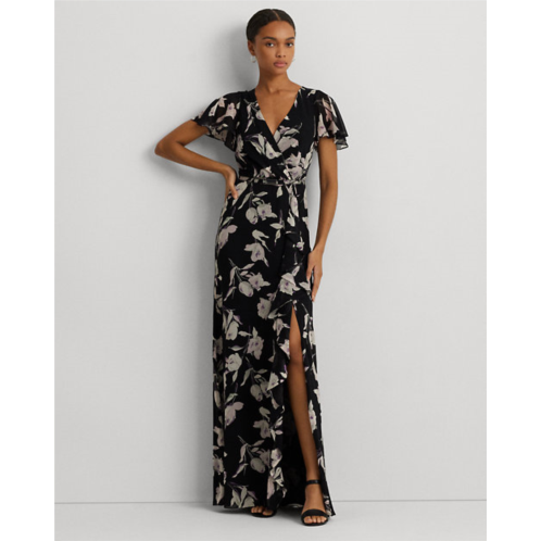 Polo Ralph Lauren Floral Belted Flutter-Sleeve Gown