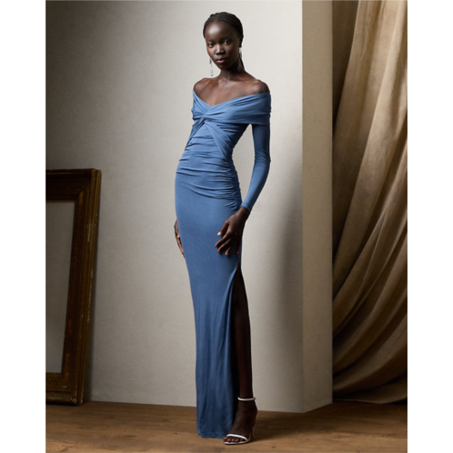 Polo Ralph Lauren Ruched Jersey Long-Sleeve Evening Dress