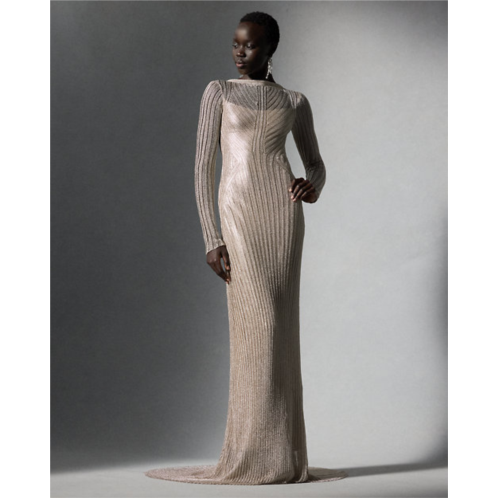 Polo Ralph Lauren Metallic Sweater Evening Dress