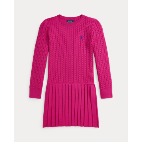 Polo Ralph Lauren Mini-Cable Pleated Cotton Sweater Dress