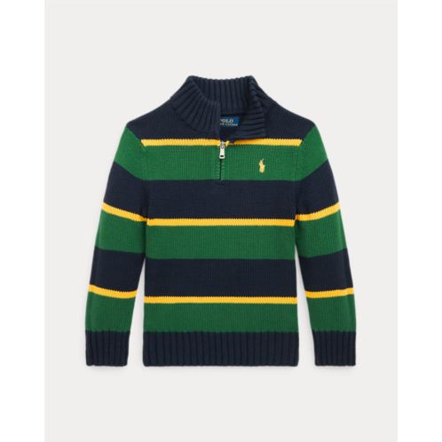 Polo Ralph Lauren Striped Cotton Quarter-Zip Sweater