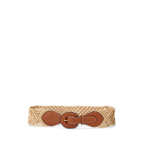 Polo Ralph Lauren Leather-Trim Corded Macrame Wide Belt