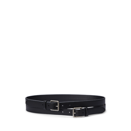 Polo Ralph Lauren Leather Double-Buckle Stacked Wide Belt