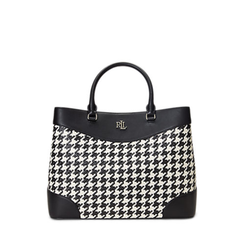 Polo Ralph Lauren Houndstooth Woven Large Marcy Satchel
