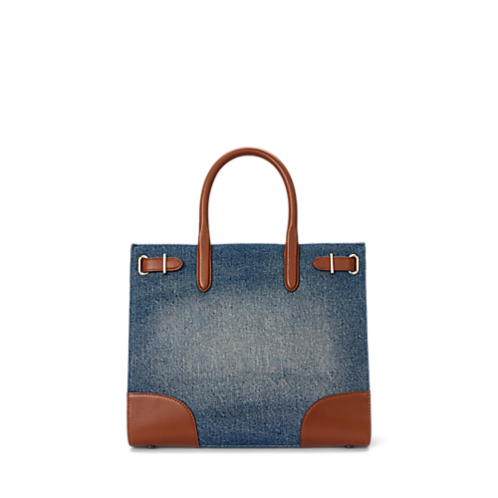 Polo Ralph Lauren Leather-Trim Denim Medium Devyn Tote Bag