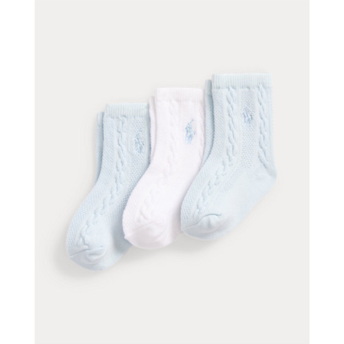 Polo Ralph Lauren Cable-Knit Ankle Sock 3-Pack