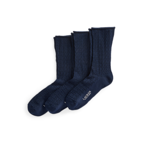 Polo Ralph Lauren Cable-Knit Roll-Top Sock 3-Pack