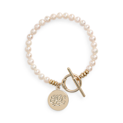 Polo Ralph Lauren Gold-Tone Logo Charm & Pearl Bracelet