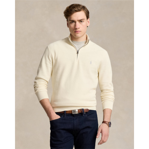 Polo Ralph Lauren Mesh-Knit Cotton Quarter-Zip Sweater