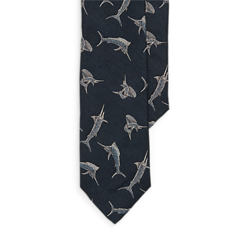 Polo Ralph Lauren Marlin-Print Silk-Linen Serge Tie