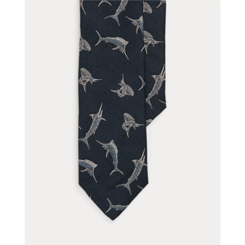 Polo Ralph Lauren Marlin-Print Silk-Linen Serge Tie