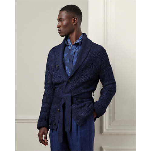 Polo Ralph Lauren Textured Silk-Cotton Belted Cardigan