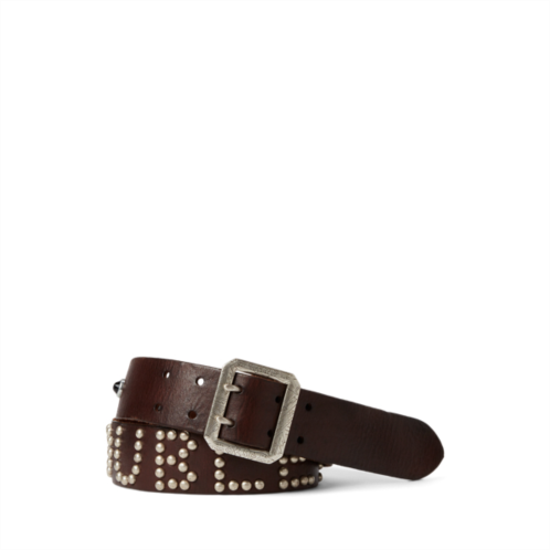 Polo Ralph Lauren Studded-Logo Leather Belt