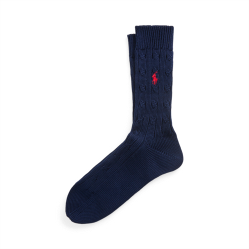 Polo Ralph Lauren Cable-Knit Cotton-Blend Crew Socks