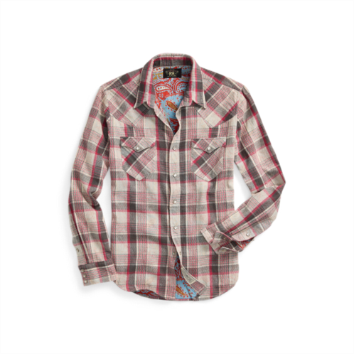 RRL Slim Plaid Double Cloth Western Shirt