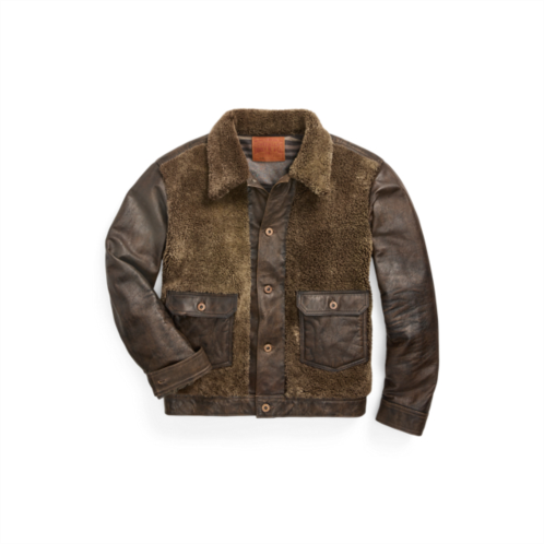 RRL Shearling-Paneled Leather Jacket