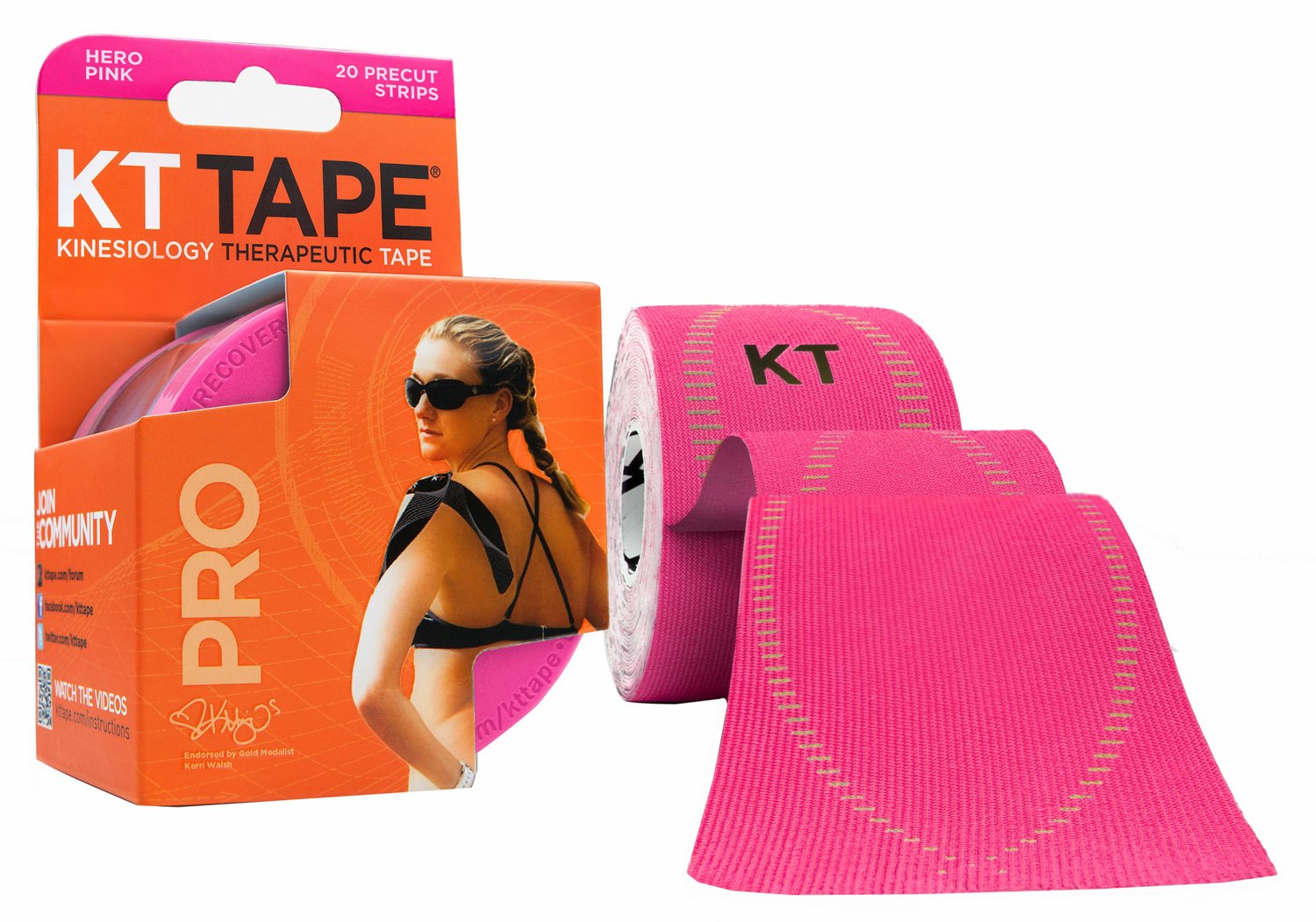 KT Tape Pro Precut Elastic Athletic Tape 20-Strip Pack
