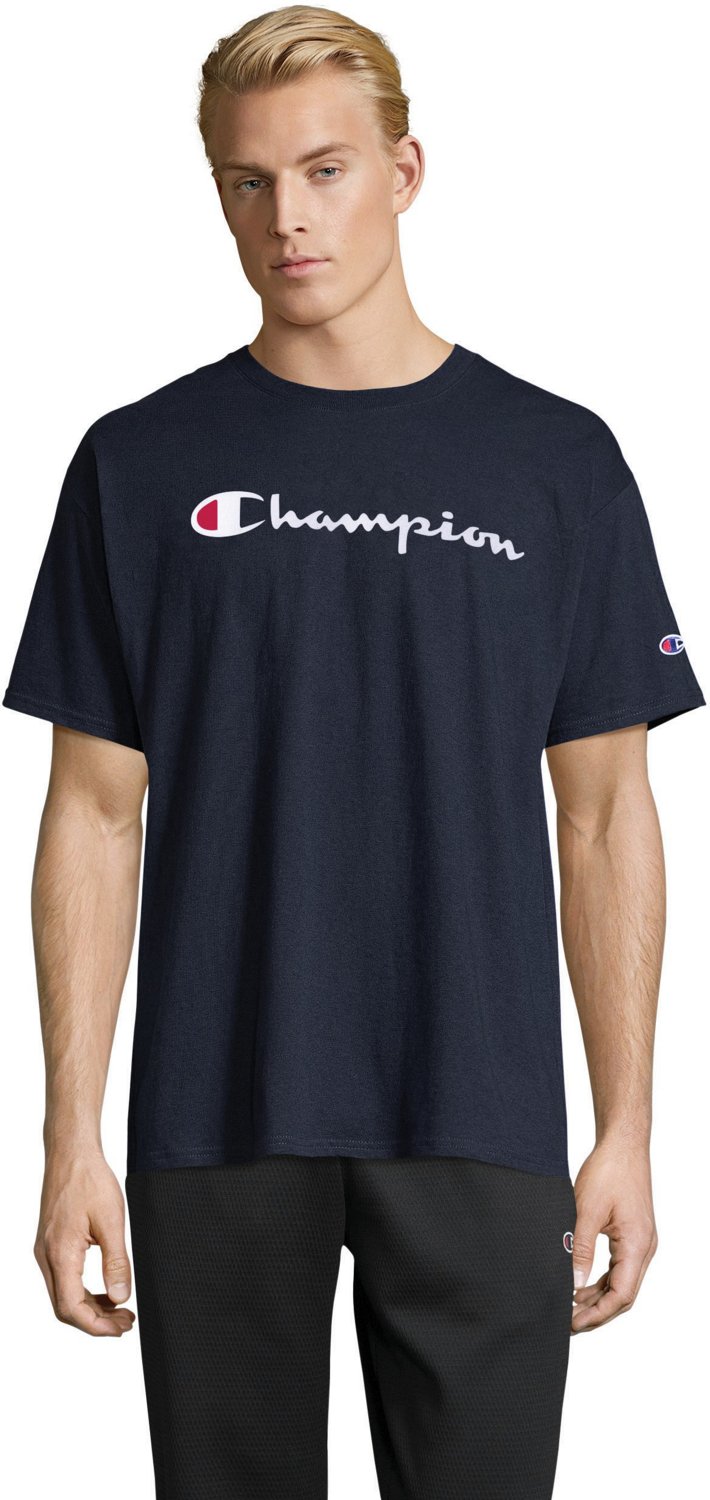 Champion Mens Graphic Jersey Screen Print Script T-shirt