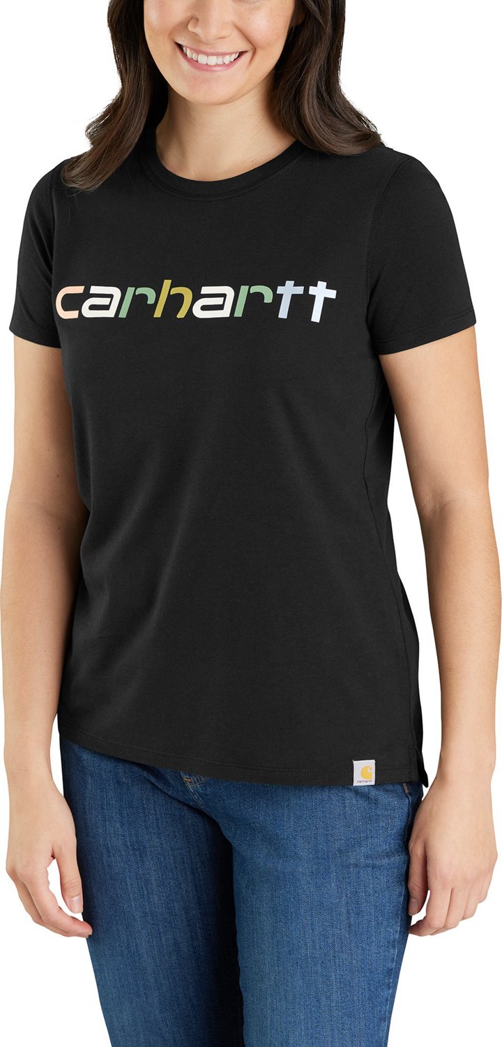 Carhartt Womens Relaxed Fit Lightwight Multicolor Logo Graphic Short Sleeve T-shirt