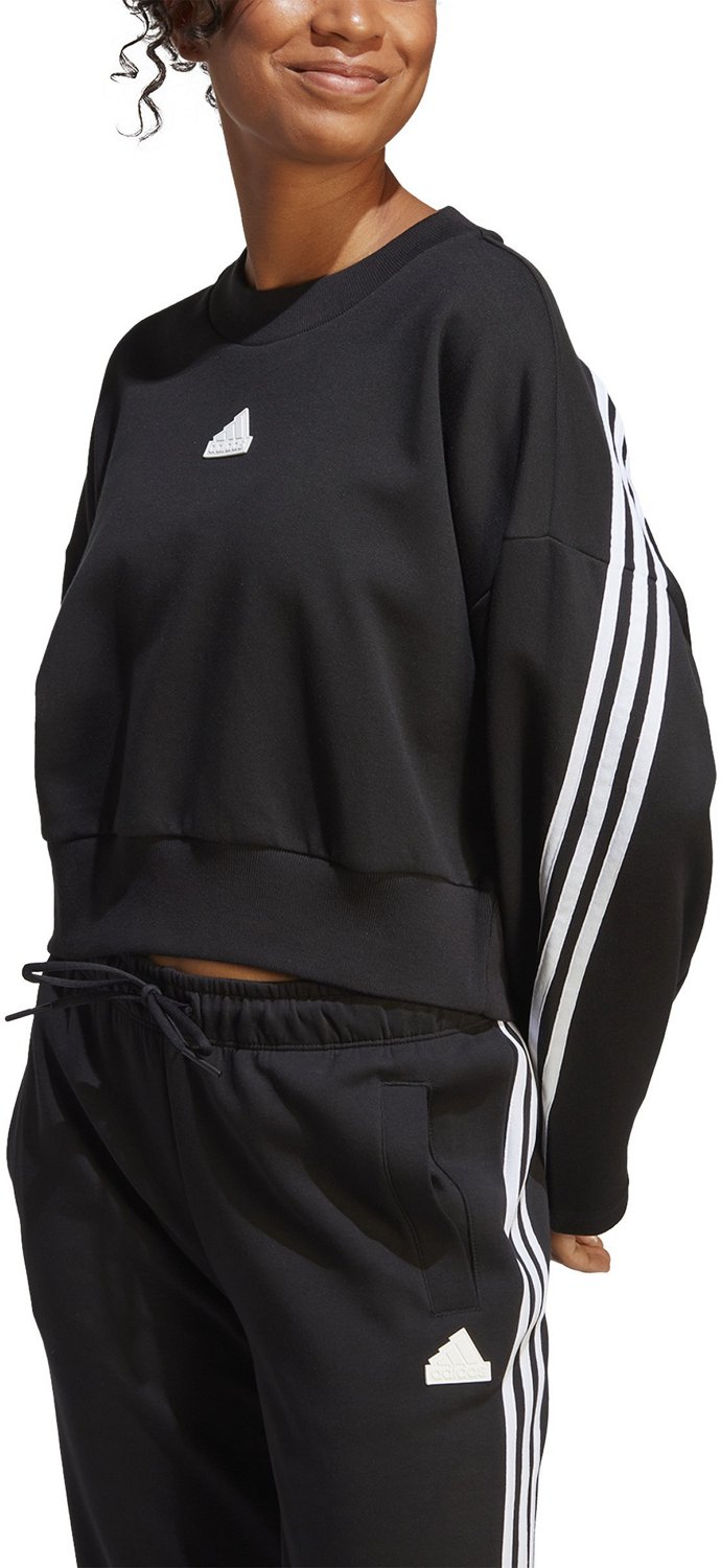 adidas Womens Essentials 3-Stripes Fleece Crew Neck Sweatshirt