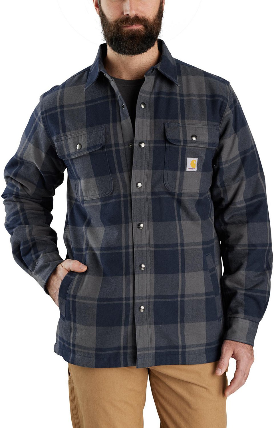 Carhartt Mens Sherpa Lined Flannel Shirt Jacket