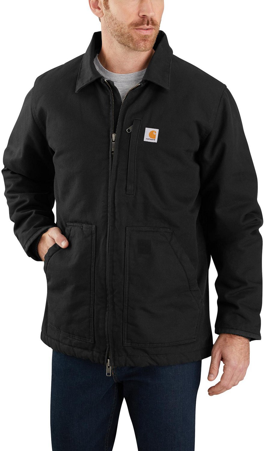 Carhartt Mens Loose Fit Washed Duck Sherpa-Lined Coat