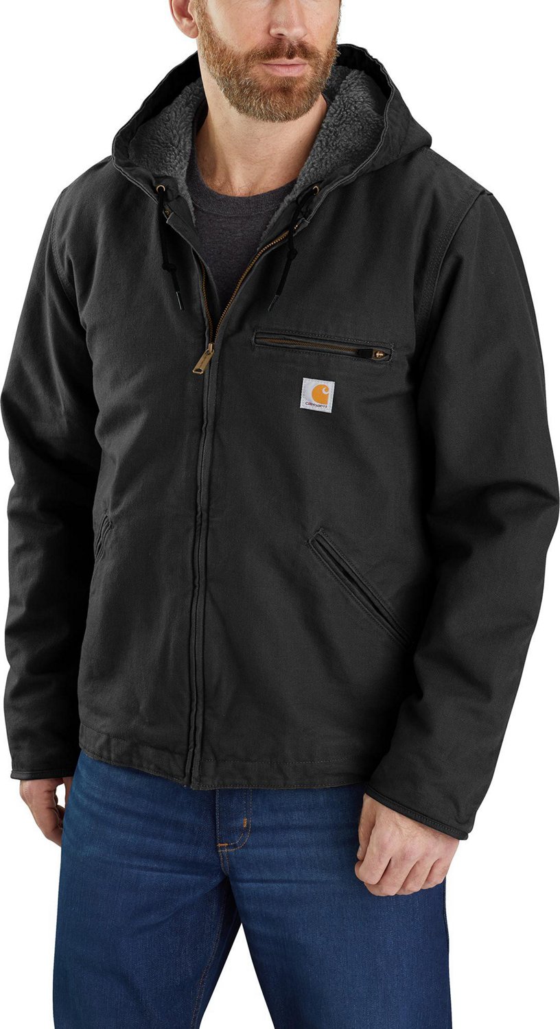 Carhartt Mens Relaxed Fit Washed Duck Sherpa-Lined Jacket