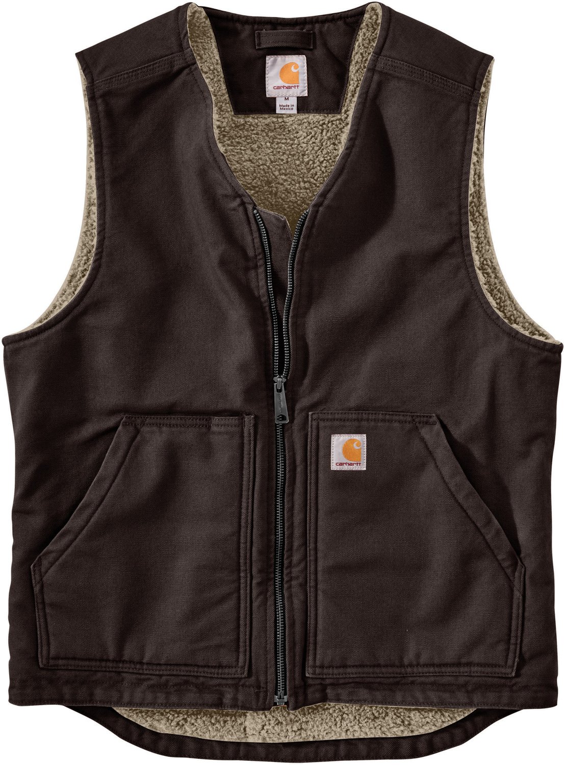 Carhartt Mens Relaxed Fit Washed Duck Sherpa-Lined Vest