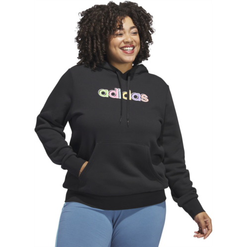adidas Womens Multi Linear Plus Size Graphic Hoodie