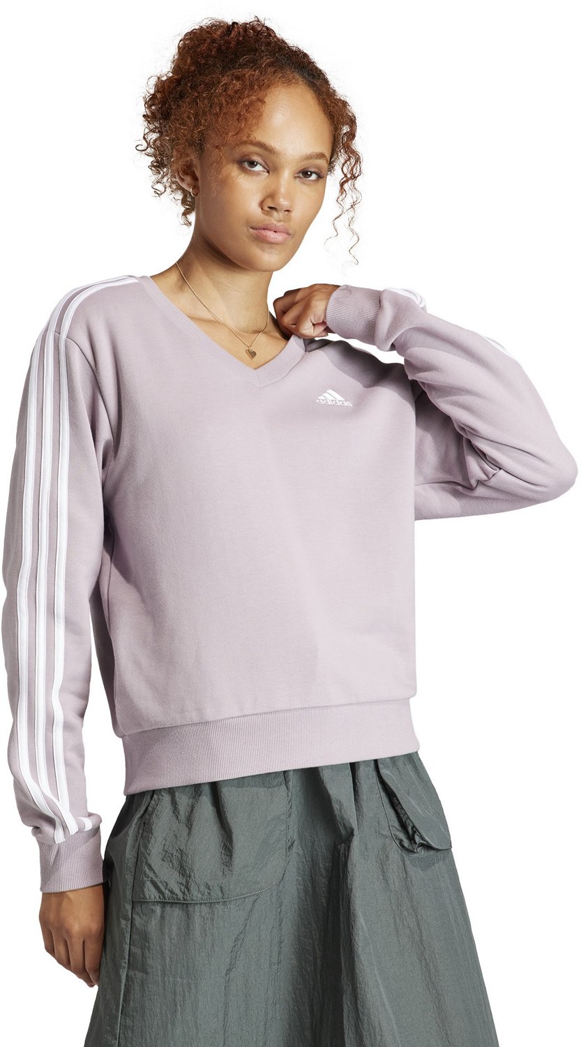 adidas Womens Essentials 3-Stripes V-neck Sweatshirt