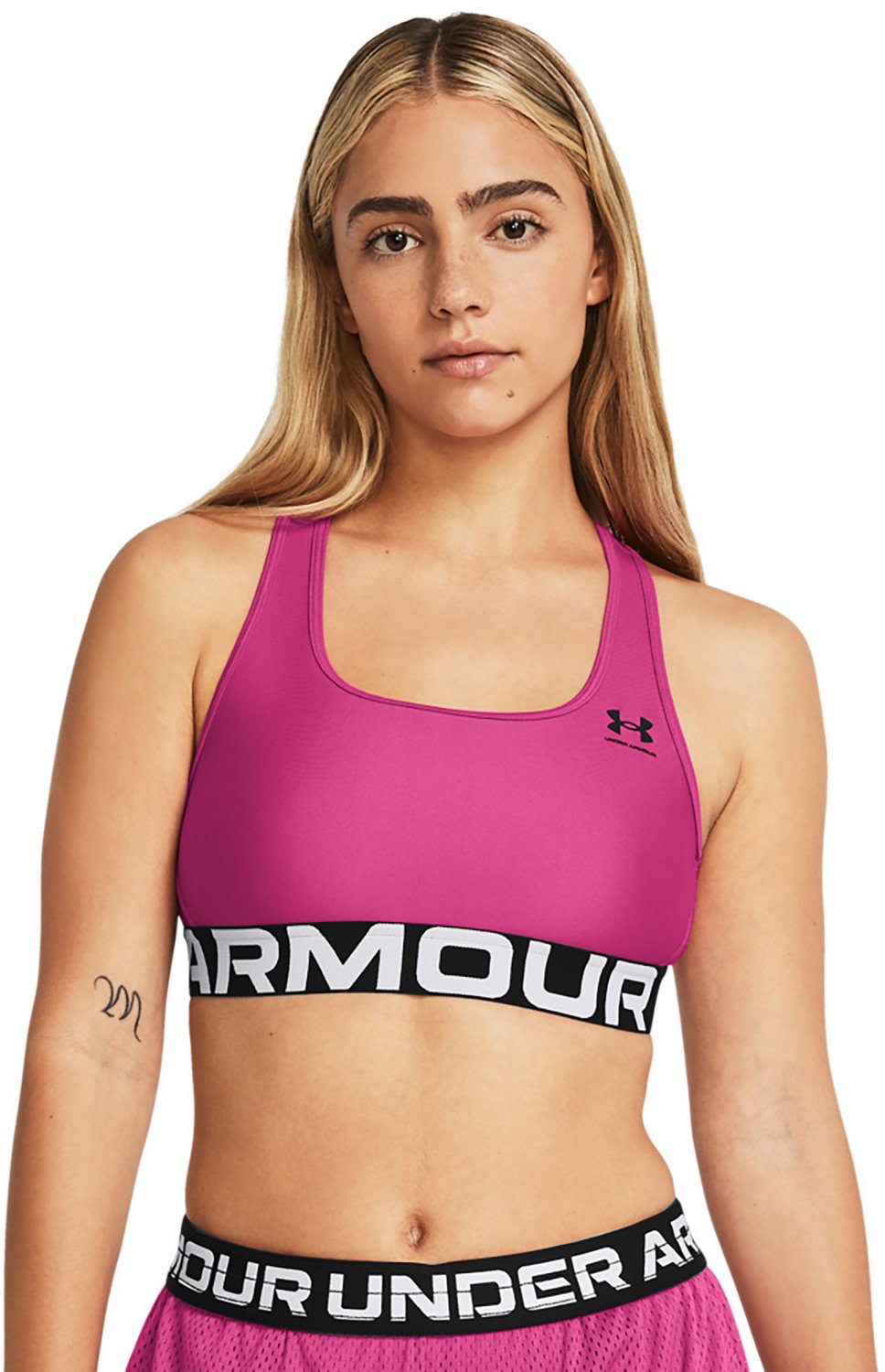 Under Armour Womens HeatGear Authentics Mid Branded Sports Bra