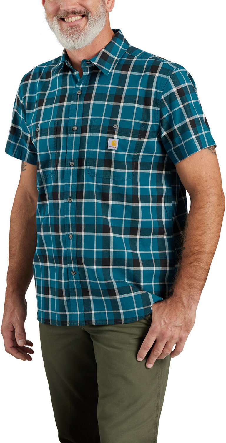 Carhartt Mens Rugged Flex Relaxed Fit Lightweight Plaid Button-Up Shirt