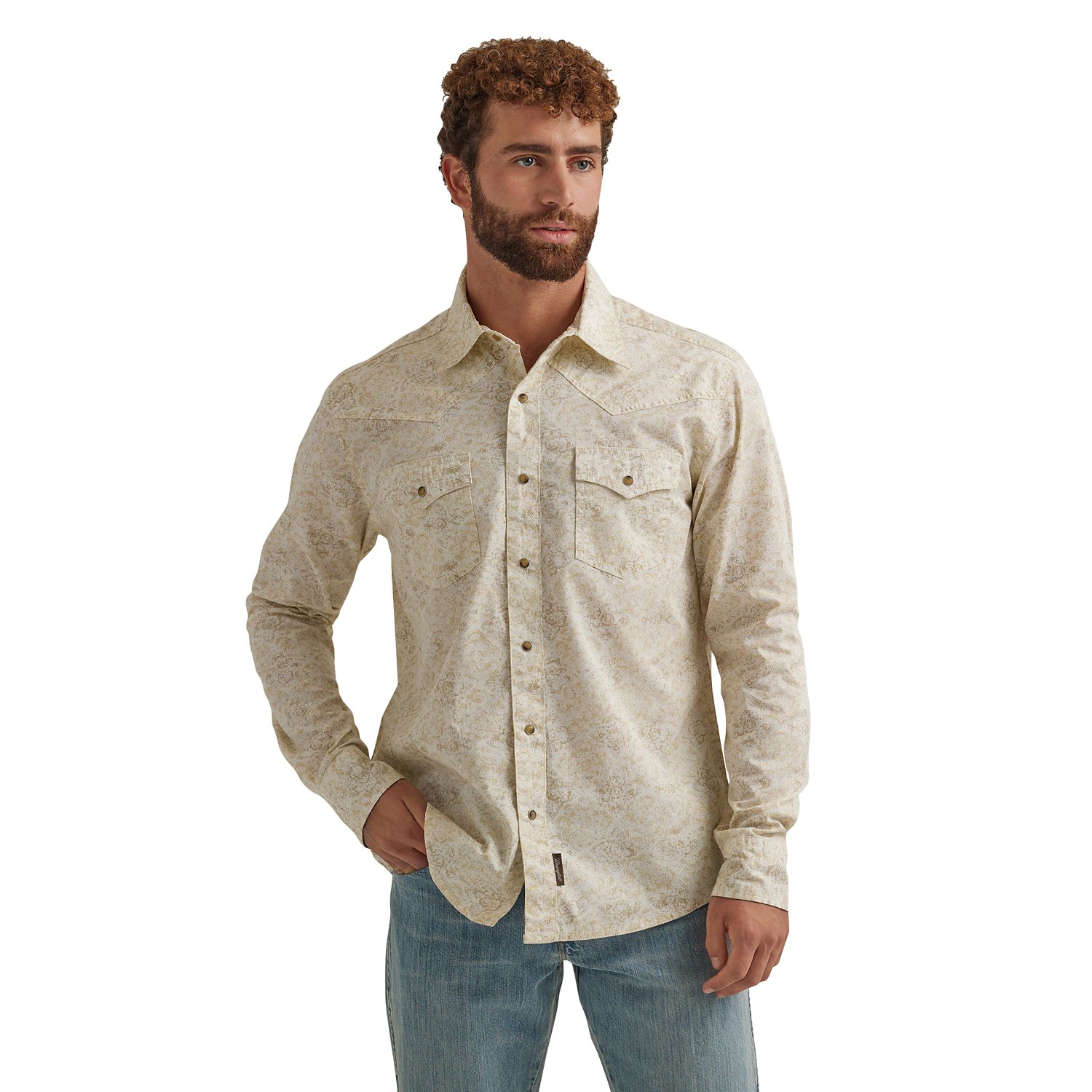 Wrangler Mens Print Retro Long Sleeve Shirt