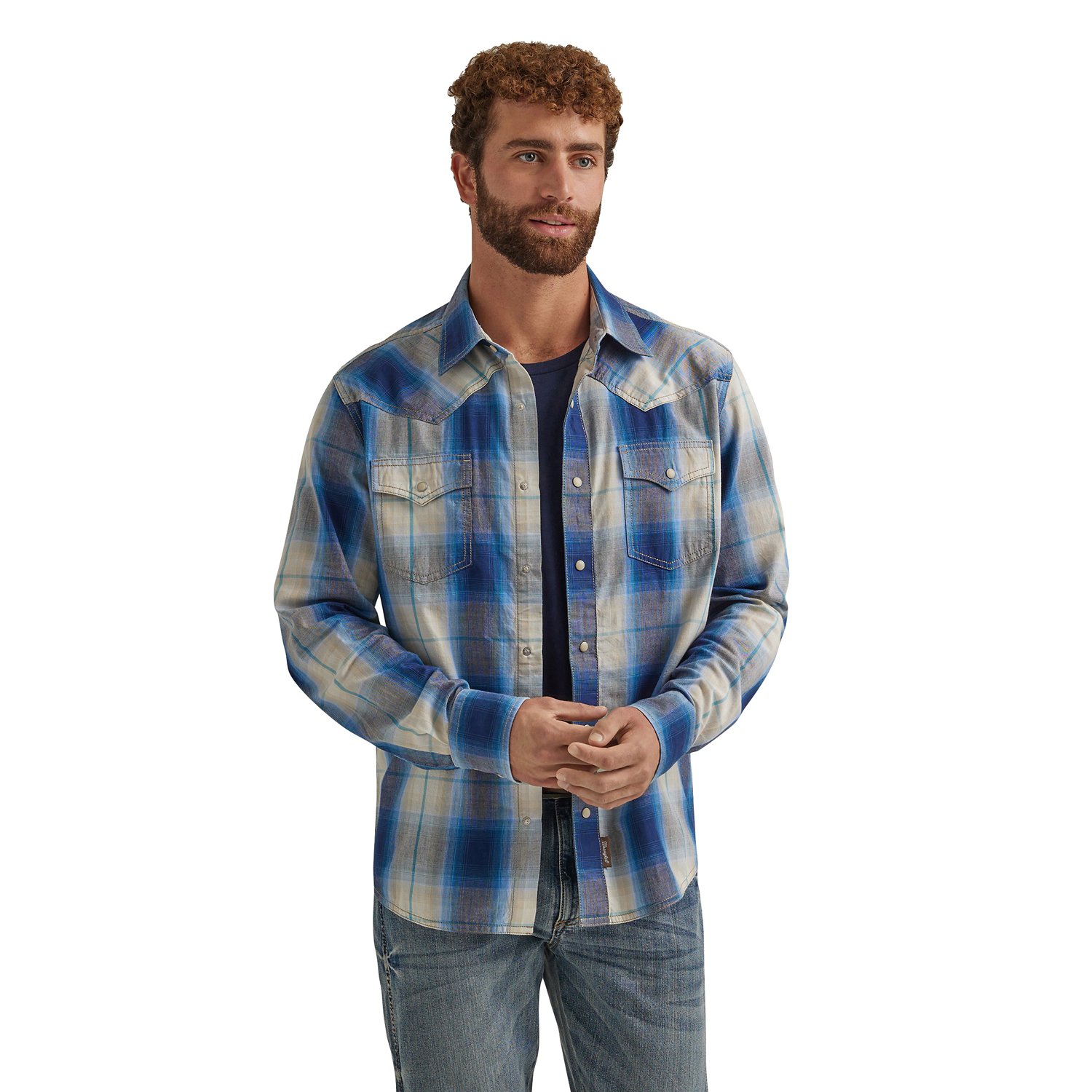 Wrangler Mens Retro Premium Western Long Sleeve Button-Down Shirt