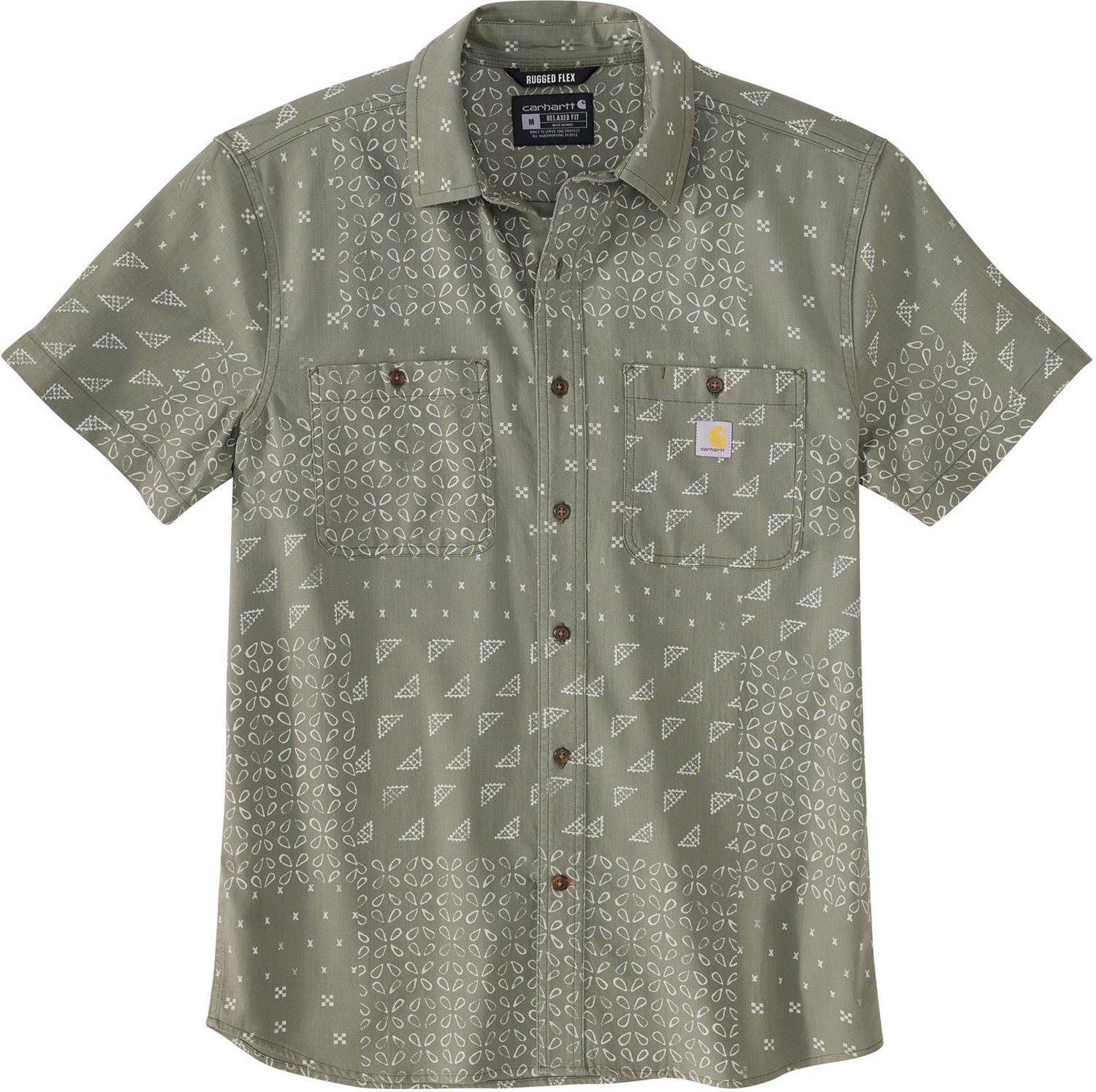 Carhartt Mens Rugged Flex Relaxed Fit Lightweight Print Button-Up Shirt