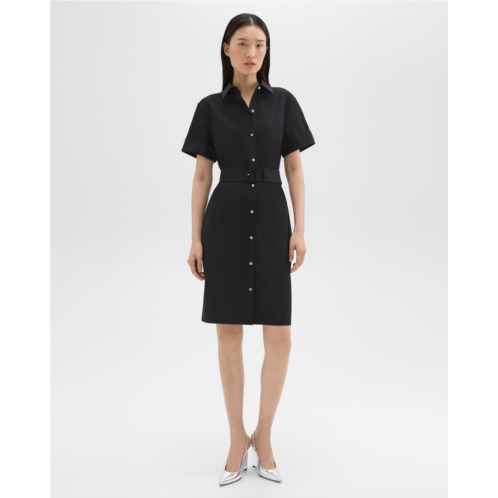 Theory Belted Shirt Dress in Stretch Wool