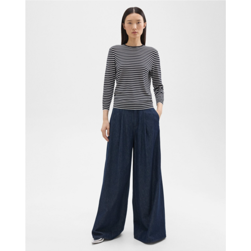 Theory Pleated Wide-Leg Pant in Denim