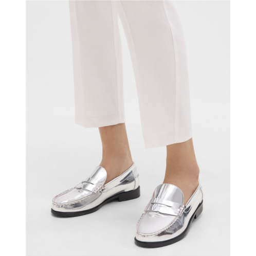 Theory City Loafer in Metallic Leather