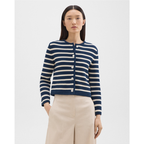 Theory Striped Cropped Jacket in Cotton Boucle