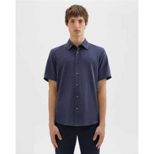 Theory Irving Short-Sleeve Shirt in Fluid Twill