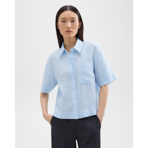 Theory Short-Sleeve Shirt in Relaxed Linen