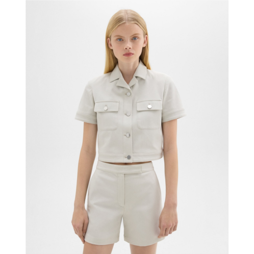 Theory Short-Sleeve Military Shirt in Neoteric Twill
