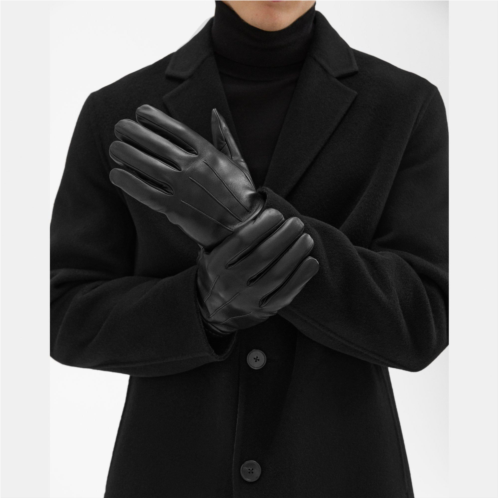 Theory Ribbed Cuff Gloves in Leather