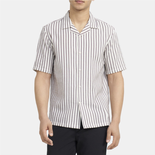 Theory Short-Sleeve Shirt in Striped Cotton-Blend