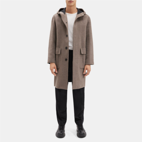 Theory Hooded Coat in Double-Face Cashmere