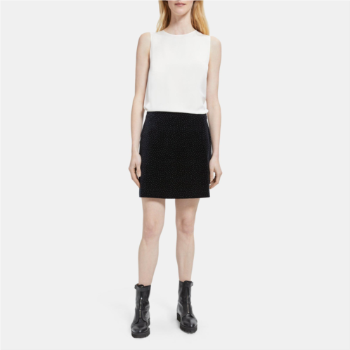 Theory A-Line Mini Skirt in Polka Dot Velvet