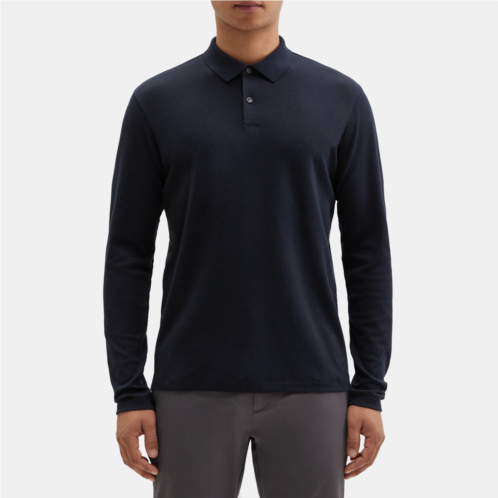 Theory Long-Sleeve Polo Shirt in Pima Cotton