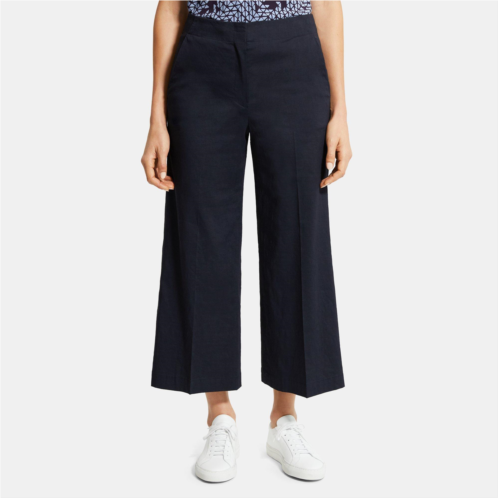 Theory Wide Crop Pant in Stretch Linen
