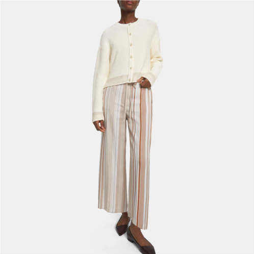 Theory Wide Crop Pant in Striped Twill